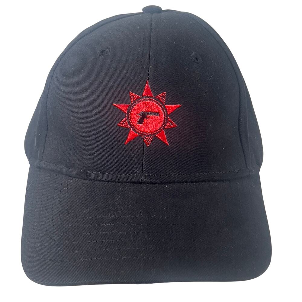 Ultra Club Classic Front Adj Black Red Star Gun Embroidered Cotton Cap Hat